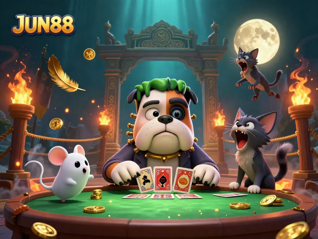Experience thrilling gameplay with JUN88 featuring unique 3D characters engaging in casino action.