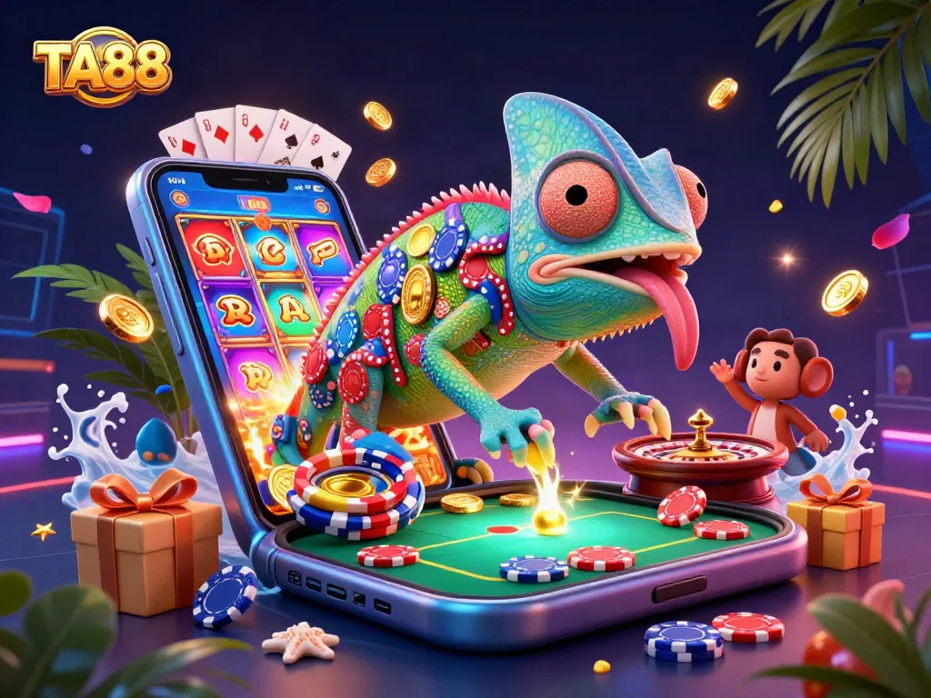 Engage with TA88's thrilling gaming experience featuring colorful slot games and casino action.