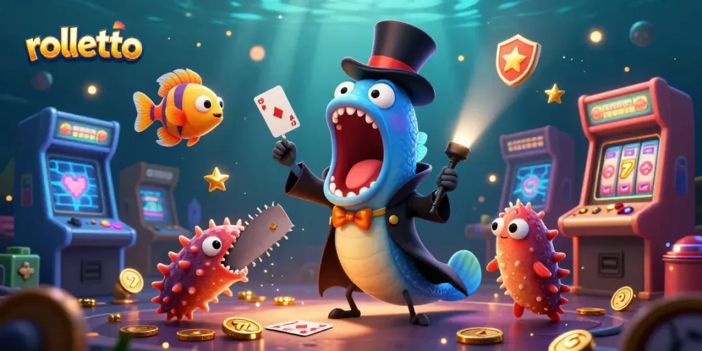 Experience the magic at Rolletto as deep-sea creatures engage in captivating casino games and fun!