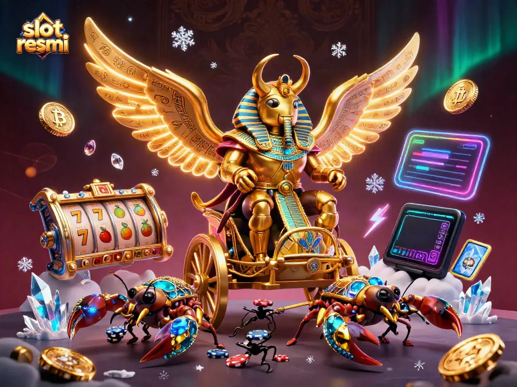 Engage in the world of slot resmi with a 3D illustration showcasing vibrant characters and game elements.