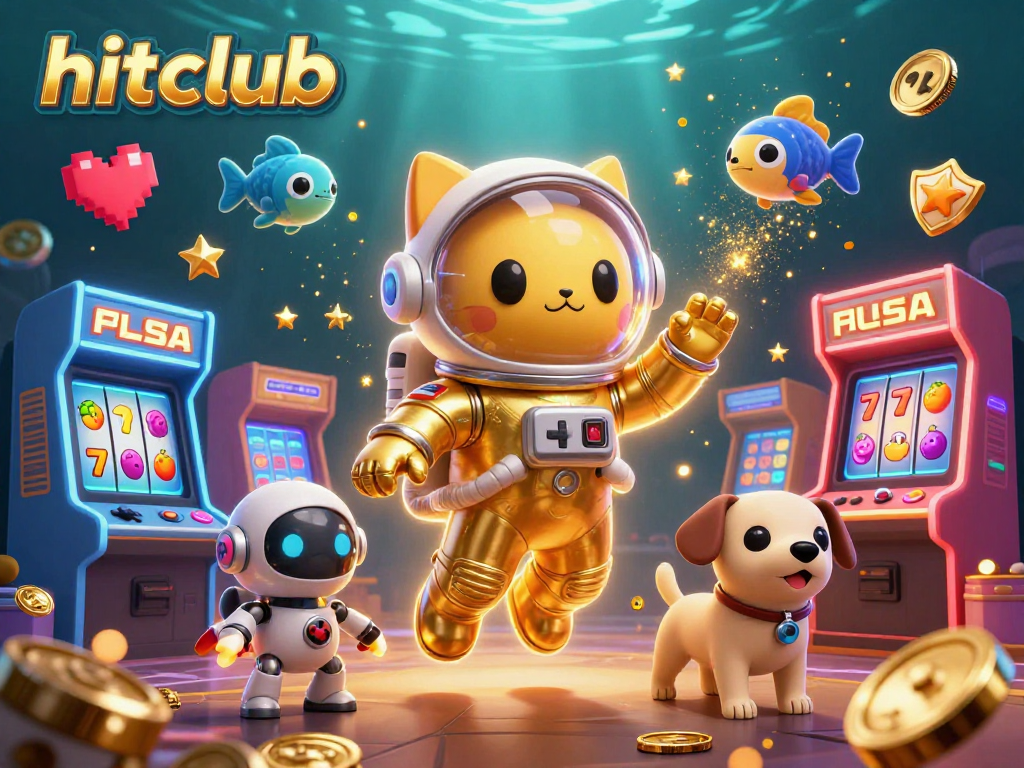 Join the hitclub with dynamic slots action featuring a cat astronaut and robot dog companions.