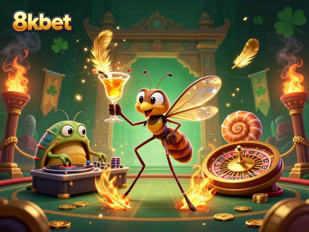 Engage in exciting gambling with 8xbet as a frozen mosquito mascot and a trilobite DJ bring life to the casino.