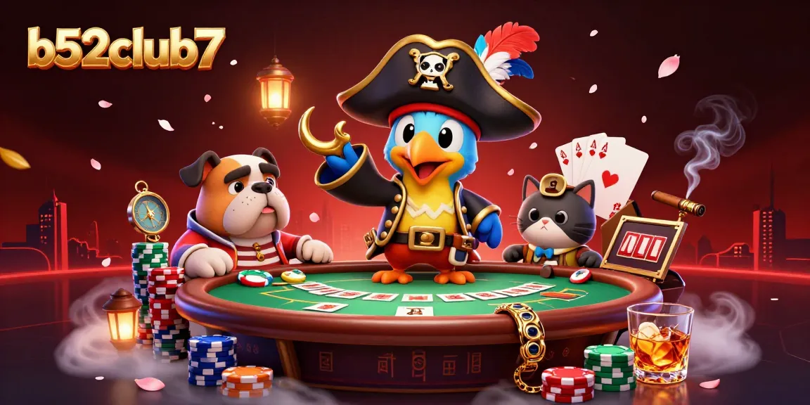 Engage with b52club7 by winning big at poker tables, featuring vibrant chips and cards.