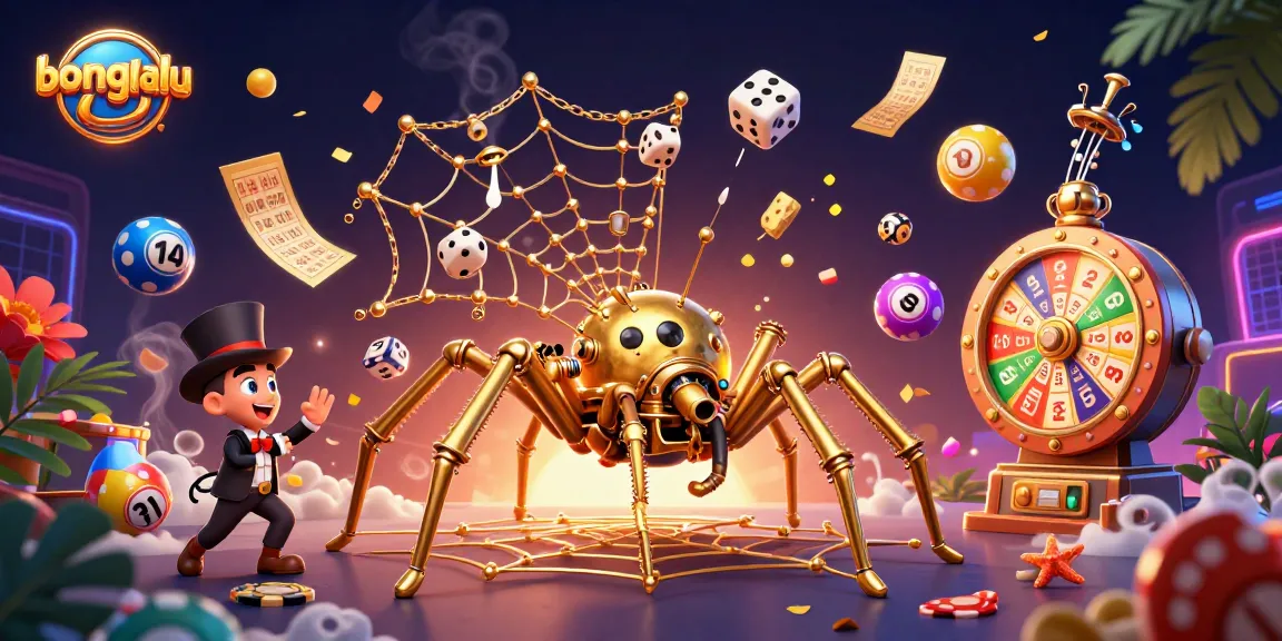 Catching lucky dice in a golden web, bongdalu illustration showcases vibrant lottery balls and dynamic casino elements.