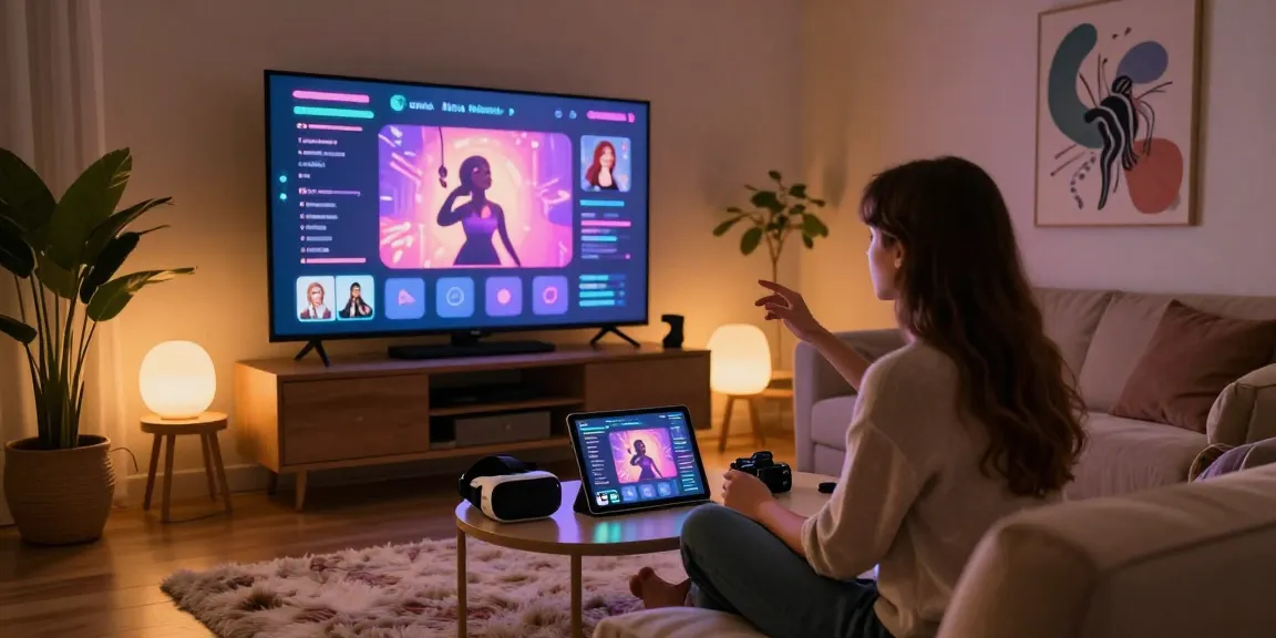 User interacting with AI NSFW character in cozy digital space, showcasing immersive adult entertainment experience.