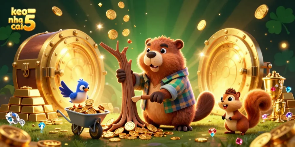 Engage with keo nha cai 5 while exploring vibrant casino-themed treasures and characters.