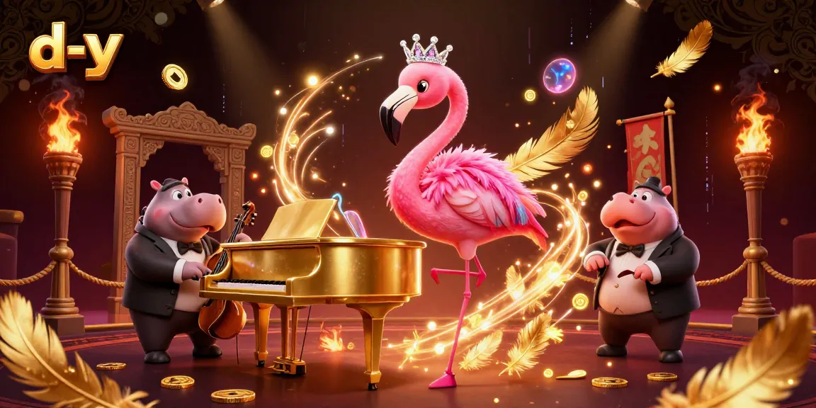 Join the fun at d-y Casino: 3D illustration of vibrant gambling entertainment with lively characters.