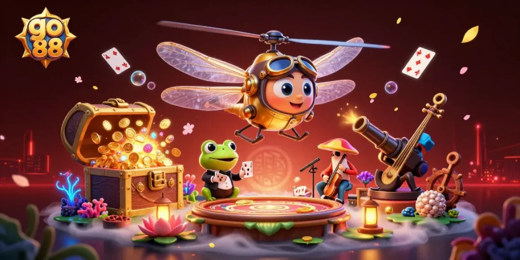 Engage in the thrilling world of go 88 with a vibrant casino scene filled with action and adventure.