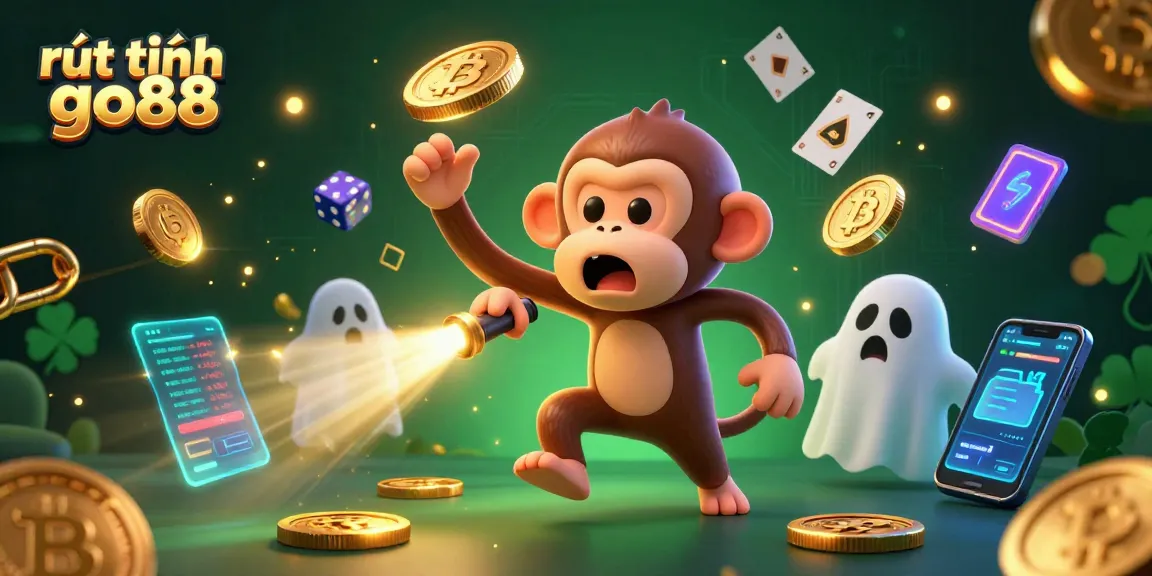 Experience fast withdrawals with rút tiền go88 in a vibrant casino scene featuring a playful ghost and a puppy.