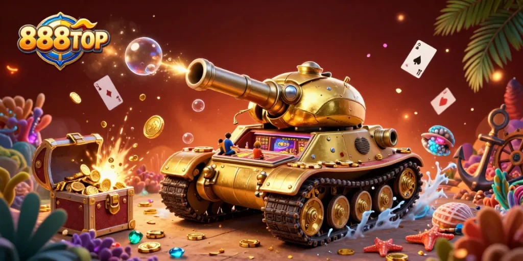 Experience the vibrant gaming scene at 888TOP, featuring a golden beetle tank casino bursting with excitement and rewards!
